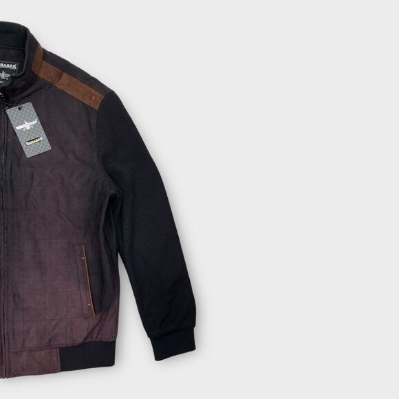 Barabas Bomber Jacket Mens Extra Large Quilted Wool Blend Zip Knit Sleeve Black - Picture 4 of 14